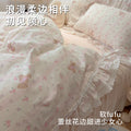 粉色少女公主风全棉四件套100纯棉床裙款韩式花边被套床单三件套