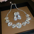 EU/US Import Rhinestone Geometric Oval Circle Necklace Set Personality Clavicle Chain Light Luxury Premium Necklace Women