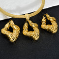 Western Statement Africa Fashionable Jewelry Set Asymmetric Stone Texture Necklace Earrings Set Bangle 2-Piece Set Women
