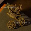 Vintage Earrings Vintage Statement Round Sailboat Heavy-Duty Alloy Stud Retro Creative Style Premium Niche Brooch