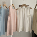 Korean Japanese Sleeveless Crew Neck Tie-Front Doll Top Shirt + Tank Top