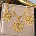 EU/US Import Hot Sale Spiral Sunflower Pendant Earrings Necklace INS Breeze Fashionable Light Luxury Feel Stainless Set