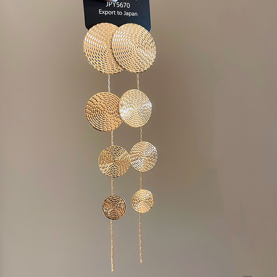 Gold Flower Geometric Tassel Earrings - view 11
