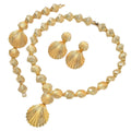 Western Retro French Feel Frosted Gold Shell Cutout Design Long Style Necklace Bracelet Set Earrings Ring Simple Set