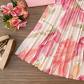 Summer French Slimming Printed Fitted Pleated Skirt + Top Set