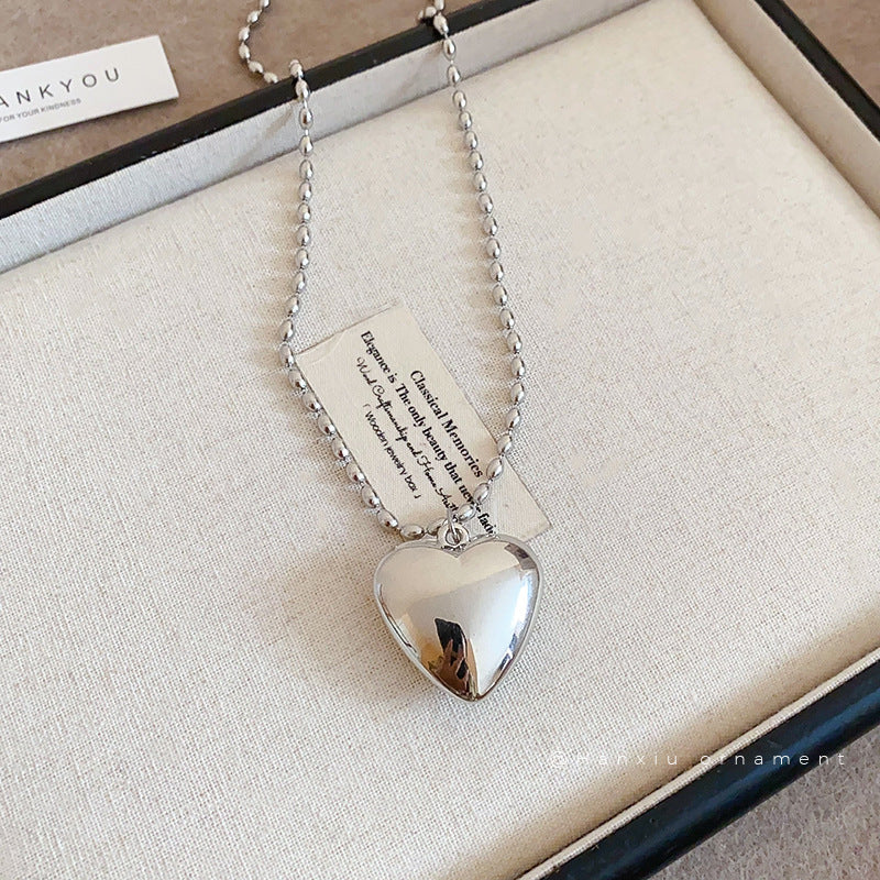 Korean Minimalist Heart Pendant Necklace - view 4