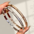 Precision Craft Light Luxury Texture Starry Sky Bangle Girls Double Row Diamonds Premium Fashionable Buckle Hand Jewelry Bangle Wholesale Drop Ship