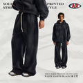 Fall/Winter Washed Distressed Spray-Dye Torn Frayed Edge Fleece-Lined Hoodie & Pants Set