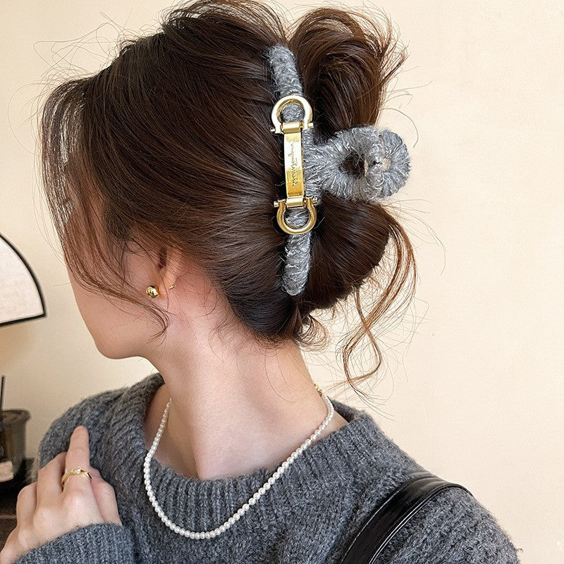 Winter Fuzzy Bow Hair Claw Clip - view 10