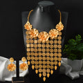 Middle East Dubai Bride Jewelry Set Africa Women Statement Flower Fringe Necklace Earrings Set Stock Wholesale
