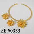 Middle East Bride Jewelry Overseas Fashionable Exquisite 3D Flower Necklace Stud Women Wedding Wear Present Set