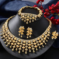Export Full Diamond Crown Bride Starry Sky Round Crystal Necklace Bracelet Set Earrings Ring Set Middle East Wedding Accessory