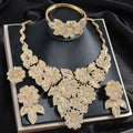 Overseas Dubai Jewelry Statement Creative Flower Full Diamond Fashionable Retro Elegant Necklace Bracelet Set Earrings Ring Set