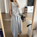 Korean Fashion Sleeveless High Waist Wide Leg Pants + Tank Top Set