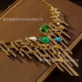 Vintage Personality Statement Heavy-Duty Emerald Mini Set Necklace Imperial Breeze Light Luxury Premium Jewelry