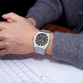 Cross-Border Hit Mens Watch Sand Texture Glow Waterproof Steel Band Quartz Watch Fashionable Light Luxury Formal Stylish Watch
