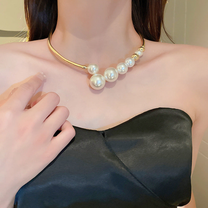 Gold-Plated Teardrop Zircon Pearl Necklace - view 7