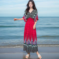 Women's Summer Chinese French Short Sleeve V-Neck Printed Dress + Skirt 2026 - 1-1#