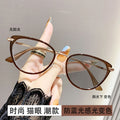 Light-Changing Prescription Glasses Overseas Fashionable Glasses Frame Cat-Eye Anti-Blue Plano Big Face Slender Prescription Sunglasses