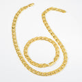 Classic of Western Hip-Hop Breeze Figaro Tank Chain Geometric Flat Chain Spliced Hard Elegant Necklace Bracelet Set
