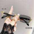 Beveled Rimless Presbyopia Glasses Fashionable Overseas Anti-Blue Metal HD Elderly Older Adults One Single Vision Reading Glasses