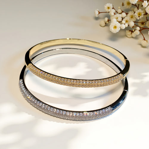 Fashionable Light Luxury Full Diamond Cubic Zirconia Bangle Burst Sparkle Premium Niche Design Detail Elegant Versatile Personality Bracelet Hand Jewelry