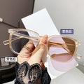 Light-Changing Prescription Glasses Overseas Elegant Frame Influencer Frame Black Frame Tea Trendy Retro Anti-Blue-Light Myopia Glasses