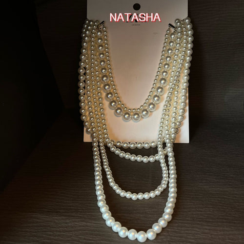 Z Home Retro Artsy Heavy-Duty Multi-Layer Round Bead Necklace vintage Acrylic Pearl 4th Stripe Necklace Solo Wear Layered