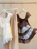 Summer Korean Fashion Mini Flutter Sleeve Tie-Front Ruffle Shirt + Skirt
