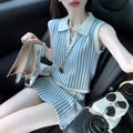 Summer Chanel-Style Fashion Striped Skirt + Top 2-Piece Set
