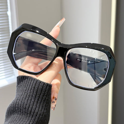 Asymmetric Big Frame Plano Face-Slimming New Overseas Influencer Bare Face Street Snap Wear Jewelry Blue-Light Glasses Frame