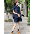 Summer Hong Kong Retro Short Sleeve Loose Shirt + Shorts 2-Piece Set