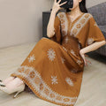 Women's Chinese French Short Sleeve V-Neck Printed Dress + Skirt 2026 - 1-1#