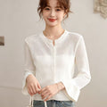 Women's Slimming Knit Flared Sleeve Hollow-Out Fitted Flared Cardigan 2026 - White