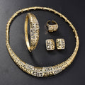 New Arrival 14k Gold Plated Copper Exquisite Necklace Earrings Set Ring Bracelet Set Bride Accessory Set Pendant