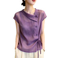 Summer Elegant Slimming Short Sleeve Tie-Front Asymmetric Shirt