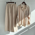 Fall-Winter Artistic Retro Plus Size Linen Cotton High Waist Loose Shirt + Pants 2-Piece Set