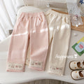 Girls' Cartoon Embroidered Casual Pants - Spring/Fall