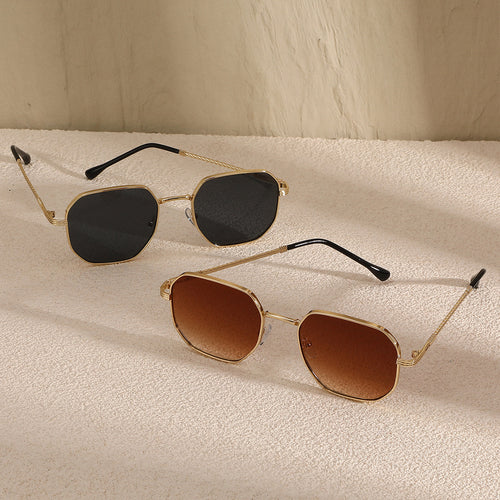 Simple Square Western Retro Unisex Face-Slimming Sunglasses Driving Influencer Metal Sun-Proof Sunglasses