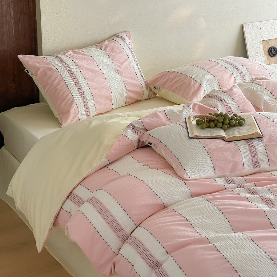 Cotton Waffle Jacquard Bedding Set – Soft Minimalist Everyday Bed Linen - view 2