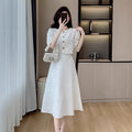 Women's Summer New Chinese Retro Puff Sleeve Qipao Dress + Dress + Skirt Set 2026 - White