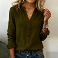 Spring-Summer Office Casual Long Sleeve V-Neck Shirt