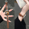 Fits Apple watchs11 Watch Band New Metal Bangle Lychee Texture Spliced Leather s10 / 9 / 8 Wrist Strap Women