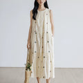 Embroidered Sleeveless A-Line Dress, Princess Style Vacation Long Dress