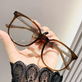 Korean Style Prescription Glasses Ultra-Light Bare Face Blue-Light Lens Big Frame Influencer Cold Tea Big Face Slender With Rx Prescription Sunglasses