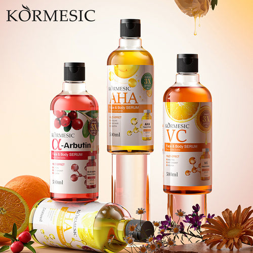 跨境外贸KORMESIC全英文AHA面部&身体精华液Serum滋润厂家批发