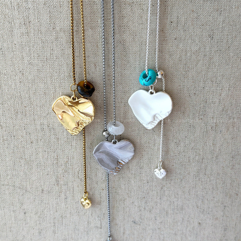 Korean Resin Heart Pendant Necklace - view 2