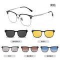 Beesfen 8899ZM Magnetic Fit-Over Glasses Frame 3 Combo One Polarized Big Face Prescription Glasses Men Sunglasses