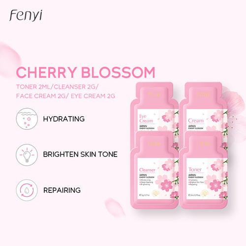 跨境FENYI樱花4件套护肤品套装补水保湿1片2g试用装护肤品厂家