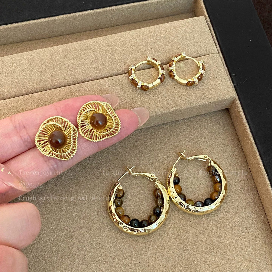 Vintage Openwork Flower Stud Earrings - view 2